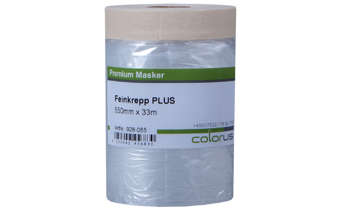 Colorus Premium Folien Masker Tape Kreppband mit Abdeckfolie 110cm x 33m