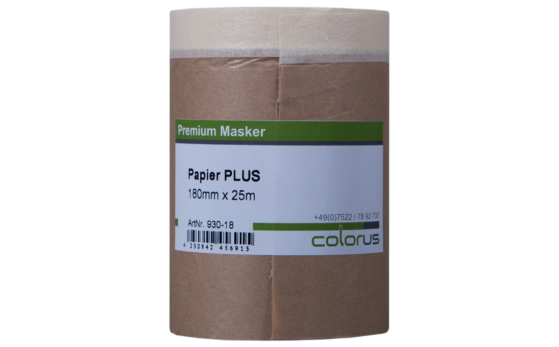 Colorus Premium Papier Masker Tape Abdeckpapier mit Klebeband 18cm x 25m